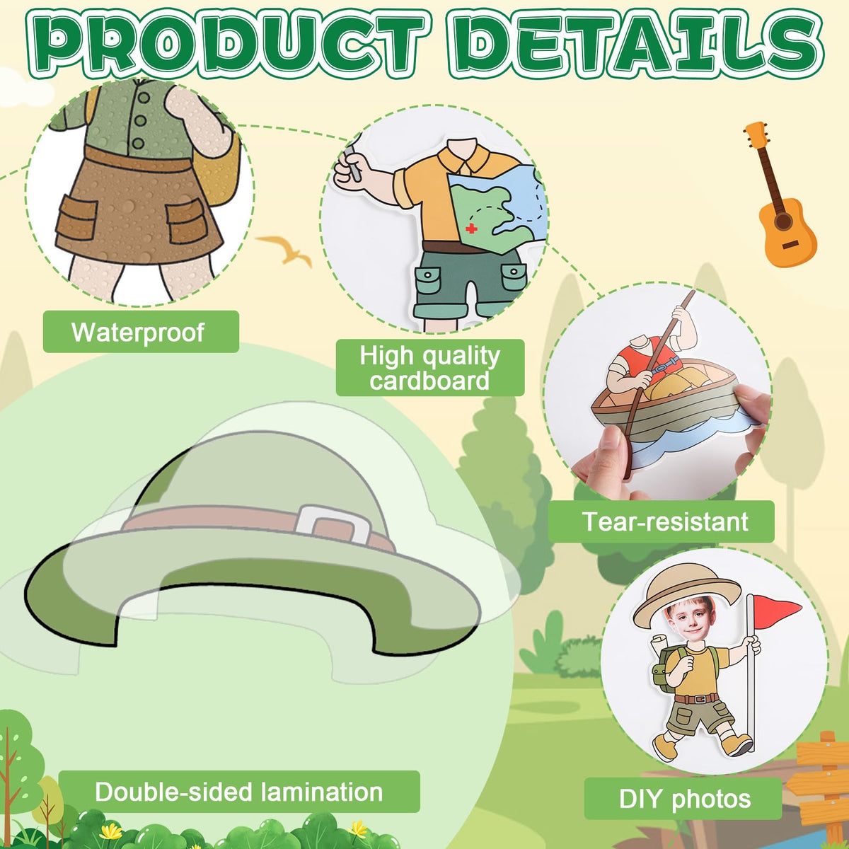 60pcs Camping Theme DIY Cutouts Camper Bulletin Board Decoration Set Camping Adventure Paper Cut-Outs Classroom Decor for Boy Girl Classroom DIY Photo Craft Kindergarten School Wall Door Supplies