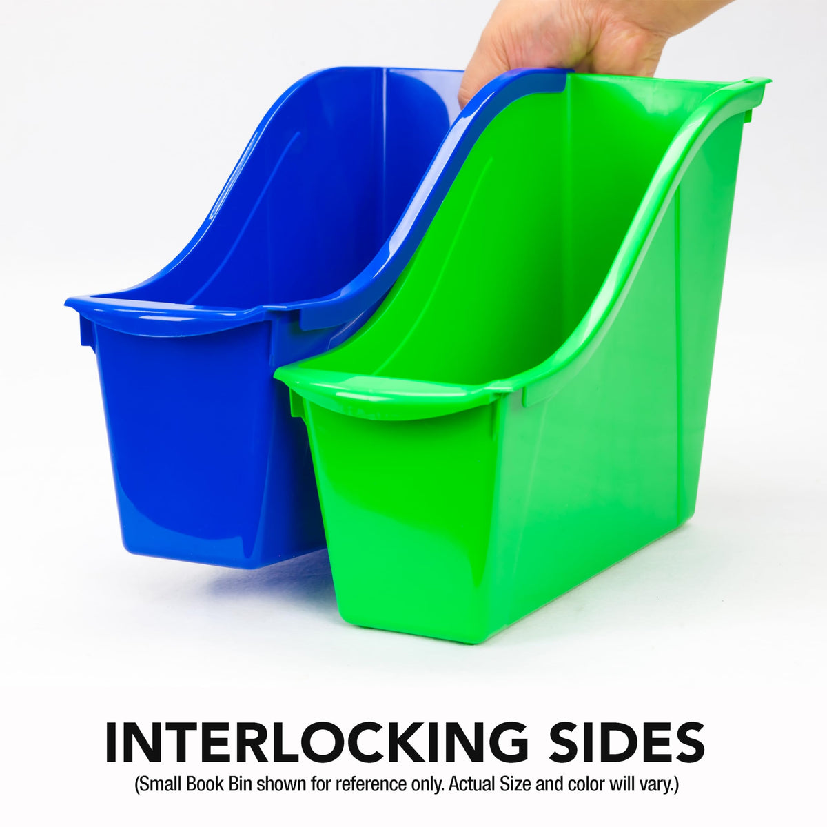 Storex Small Book Bin – Interlocking Plastic Organizer for Home, Office and Classroom, Purple, 6-Pack (71110C06C)
