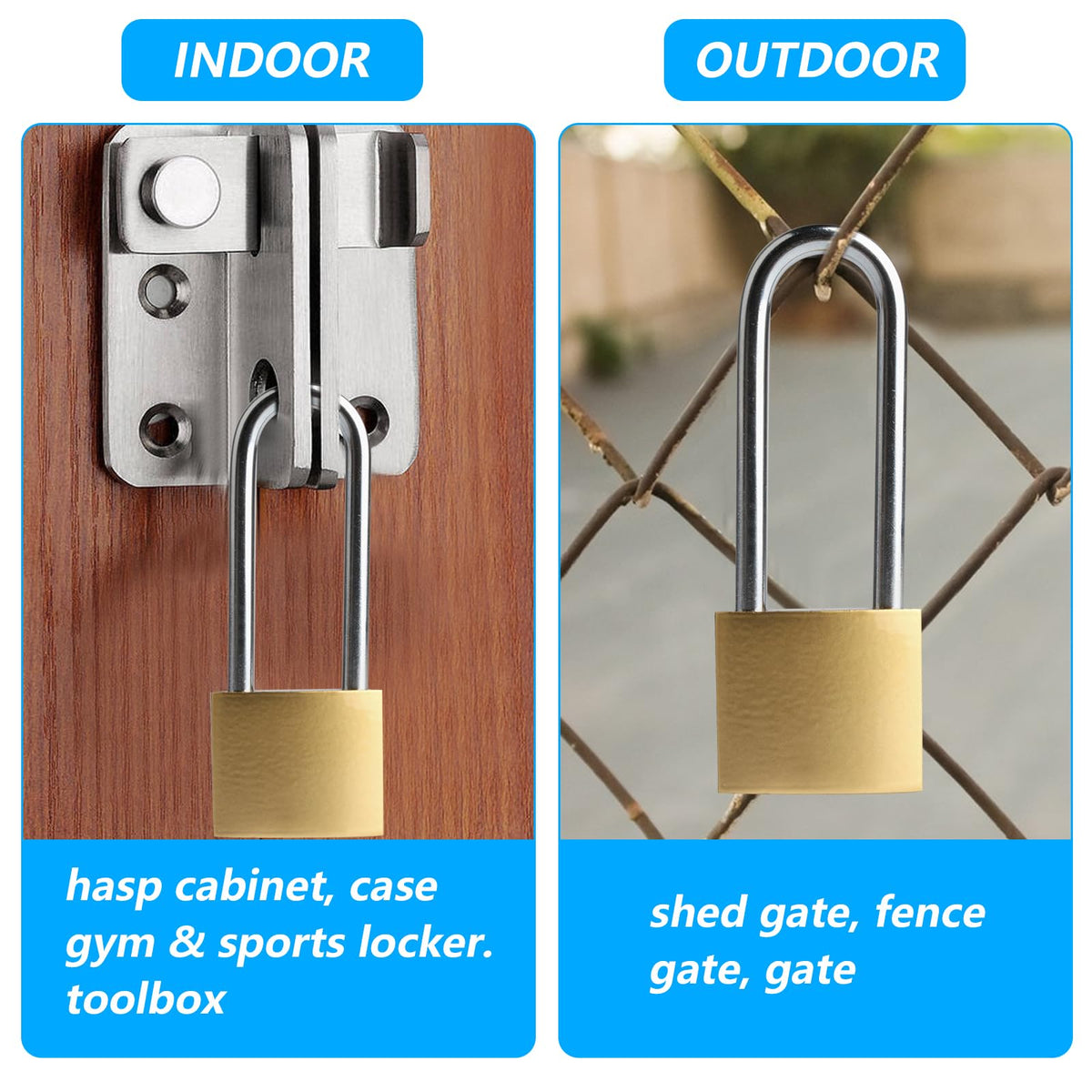 4 PCS Long Keyed Padlock Waterproof Solid Brass Lock, Padlock with Keys, 3.4 Inch Padlocks with Same Key 38mm Heavy-Duty Locks Storage Unit School Gym Locker, Fence, Toolbox, Hasp Storage