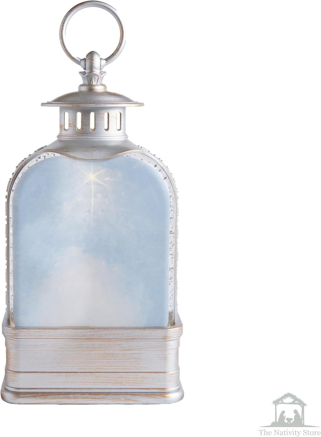 Love's Pure Light by Kate Lee - 10” Light-Up Nativity Lantern with Music | Glitter Snowglobe Manger Scene