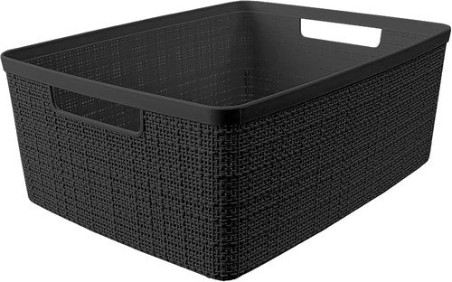 Curver Jute Decorative Storage Baskets - Set of 6 Medium 12L Bins for Home, Office & Pantry | Black