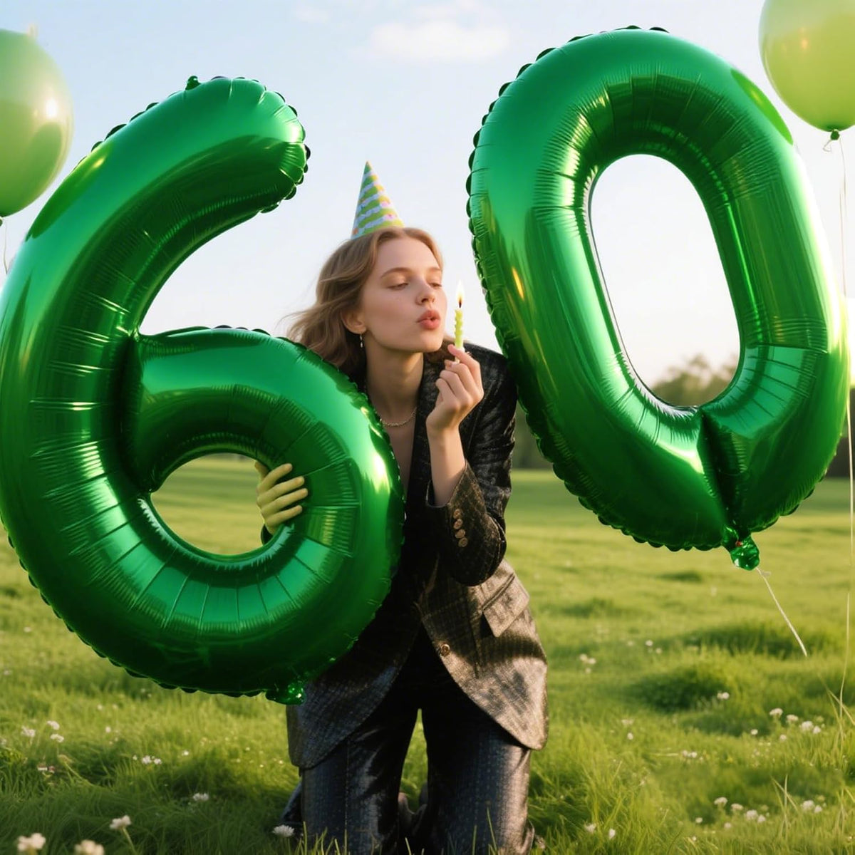Skiennix Jumbo Green Number 6 Balloon - Mylar Foil Helium Balloon for Birthday & Anniversary Decor