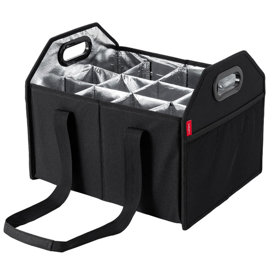 LUILANC Bottle Wine Carrier Collapsible 12 Bottle Storage Box Reusable Portable Carrier Case for Tote Bag Moving, Vacation Caddy Grocery Shopping Wine Tasting Access