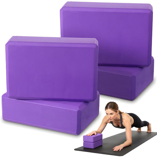 4 Pcs Yoga Blocks 9 x 6 x 3.15 Inch Eva Foam Lightweight Non Slip Yoga Props for Pilates Stretching and Meditation Exercise Blocks Lightweight Yoga Essentials