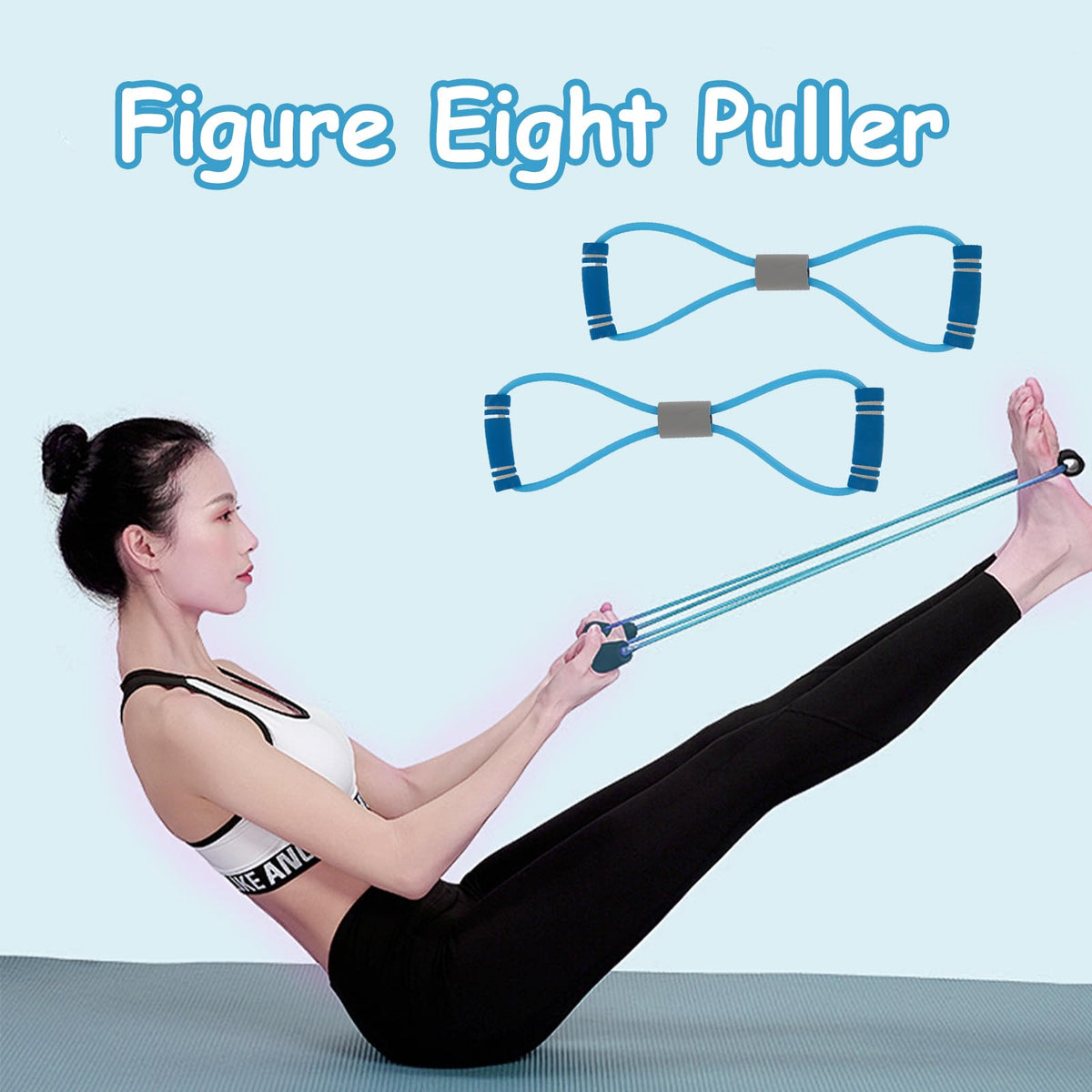 2 Pcs Figure 8 Resistance Band, Resistance Band with Handles, Suitable for Full Body Exercise, Strength Training, Flexibility, Exercise Elastic Rope, Suitable for Home, Gym (Blue)