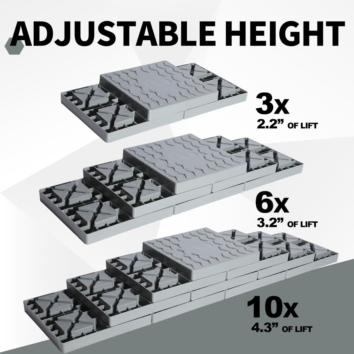 Keltrion 12 Pack Camper/RV Leveling Blocks Suitable for 4 Wheels Interlocking and Anti-Slip Design with Carrying Bag Heavy-Duty for Camper Travel Trailer Grey