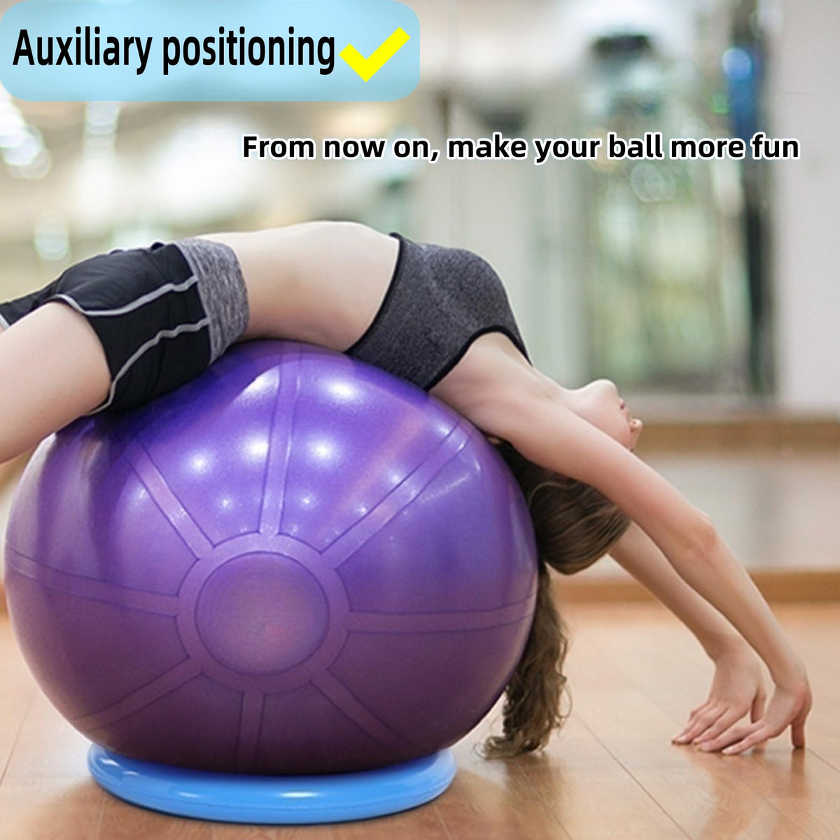 Yoga Ball - Base, Non slip Stability, PVC, Suitable for Home Gyms, Offices, Improving Back Pain, Providing Balance, (Blue, 1PCS, One Size)