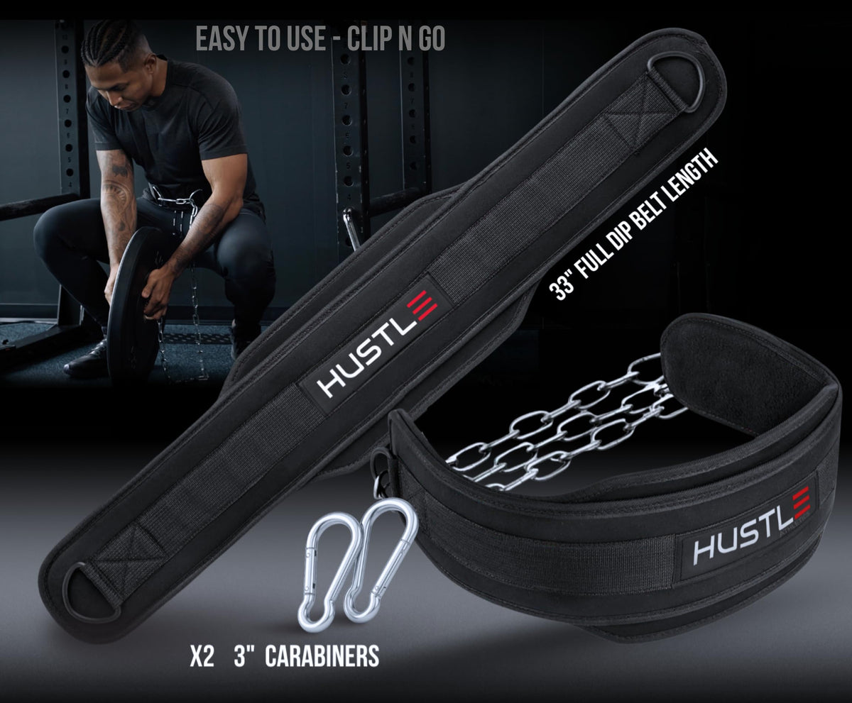 Dip Belt with Chain for Weightlifting – 42in Steel Belt Chain, 7in Padded Back Support, 400lb Capacity – Weighted Belt for Pullups, Dips, Squats – Heavy Duty Weight Belt for Men and Women