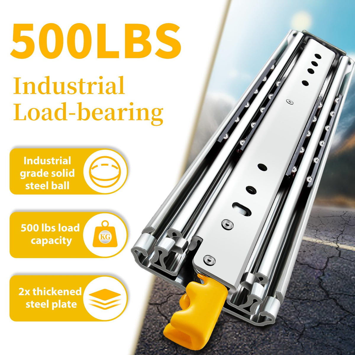 Heavy Duty Locking Drawer Slides Full Extension Runners with Lock 12 14 16 18 20 22 24 26 28 30 32 34 36 38 40 44 48 52 56 60 Inch Side Mount Rails for Drawer Capacity 500lb 1 Pair