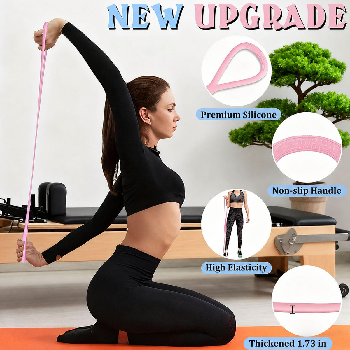 Resistance Bands with Handles,Figure 8 Resistance Band Elastic Fitness Bands Exercise Band for Home Yoga Gym Workout Grey 25LB
