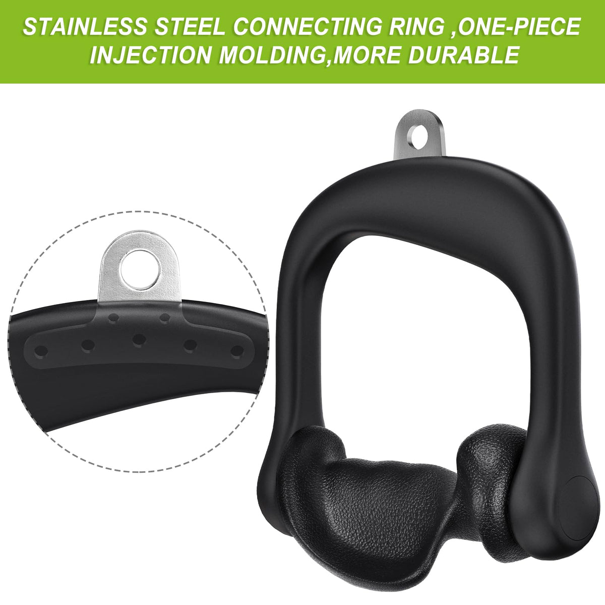 Kipika 2Pcs Ergonomic Grips D Handle Cable Attachment for Home Gym - Fits Your Hand Perfectly - Compatible with Cable Machines - 360 Rotation - 2Pcs Quick Connect Buckles - 1000 lbs Weight Capacity