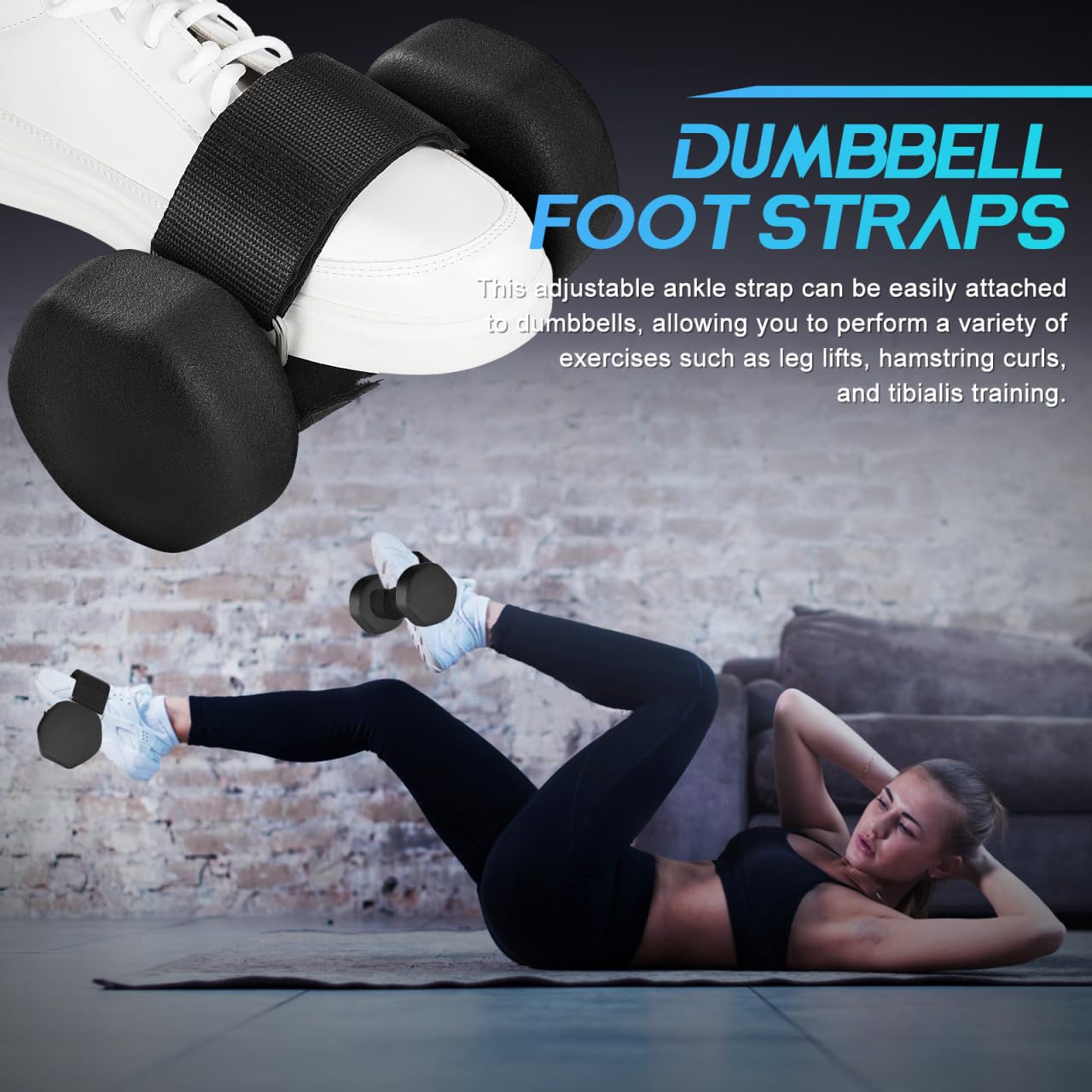Kisangel 2Pcs Dumbbell Foot Attachment, Tibialis Trainer & Adjustable Ankle Straps for Weight Lifting, Hamstring Curls, Leg Extensions & Hip Strengt Training, Ankle Weight Holder for Home Gym Workouts
