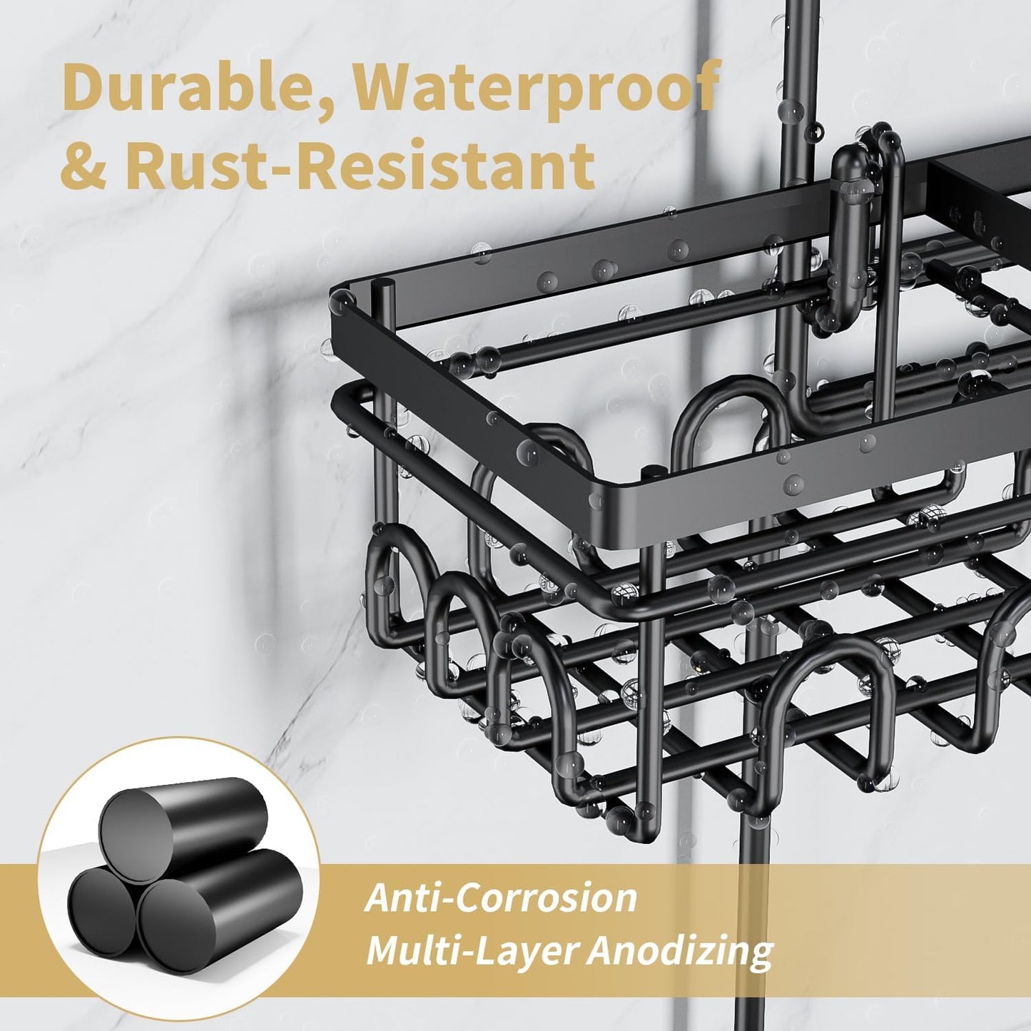 KEGII Shower Caddy - Rustproof Hanging Organizer with Soap Dish & Toothbrush Holder | Ideal for Handheld Showerheads