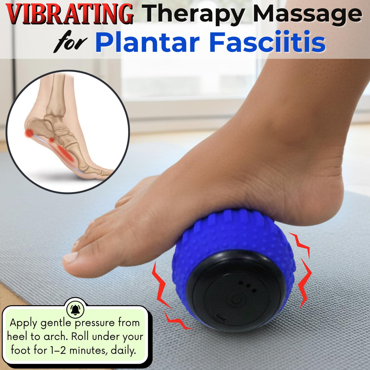 ZeenKind Vibrating Peanut Massage Ball for Plantar Fasciitis, Muscle Pain Relief with 4 Speed, Deep Tissue Therapy for Myofascial Release & Muscle Recovery, Neck Back Foot Roller Massager
