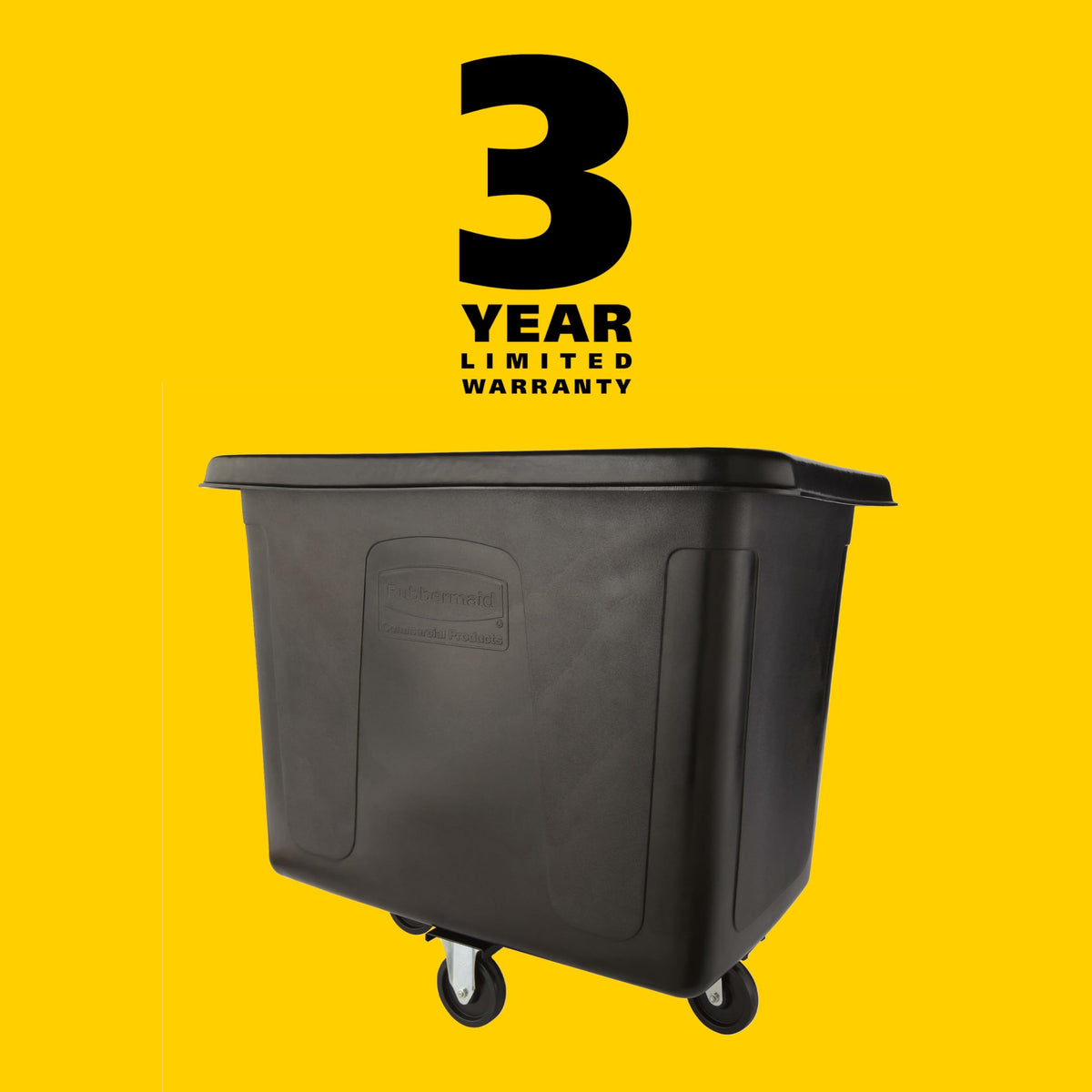 Rubbermaid Commercial Products Cube Basket Truck with Wheels/Casters, 500 lbs Capacity, Rectangular, Black, For Laundry/Waste/Trash/Heavy Materials