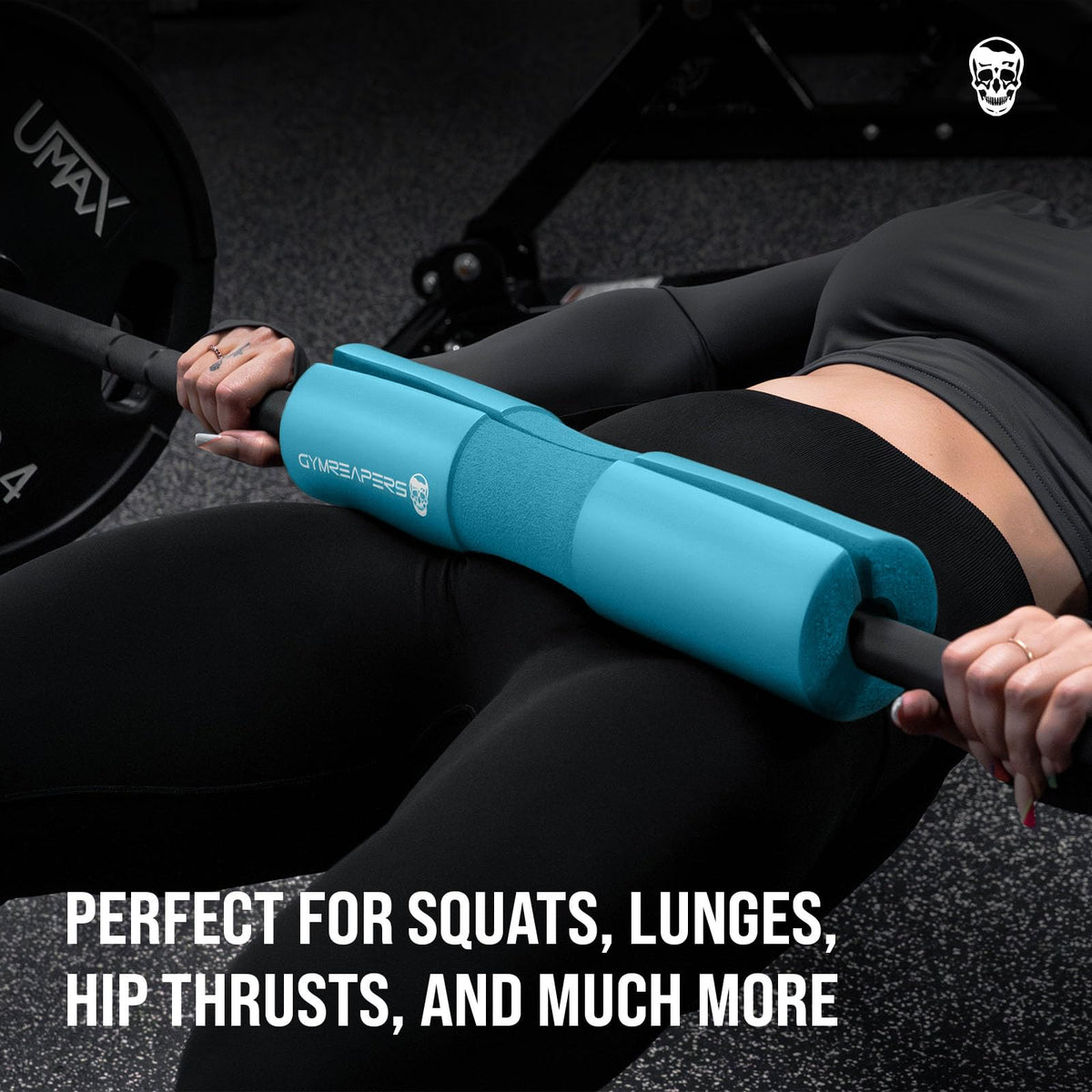 Gymreapers Barbell Squat Pad - Protective Bridge Pad for Hip Thrust, Squats, Lunges - Hip Support, Neck Protection for Bar (Cyan)