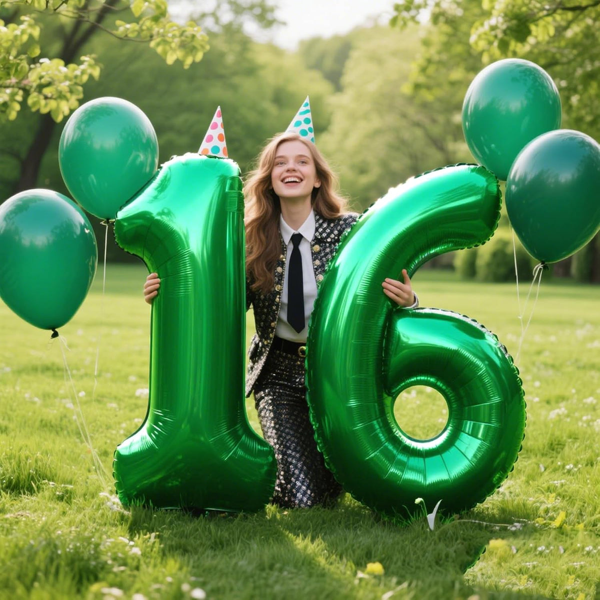 Skiennix Jumbo Green Number 6 Balloon - Mylar Foil Helium Balloon for Birthday & Anniversary Decor