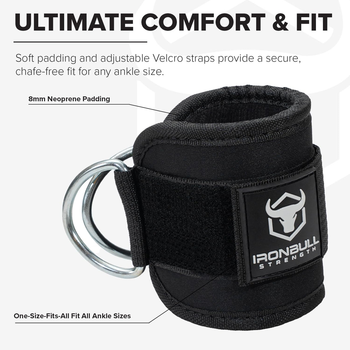 Women's Ankle Strap for Cable Machines & Resistance Bands: Gym & Home Workout Cuff Attachment for Leg Extensions, Kickbacks, Hip Abductors - Booty Exercises (Black, Single)