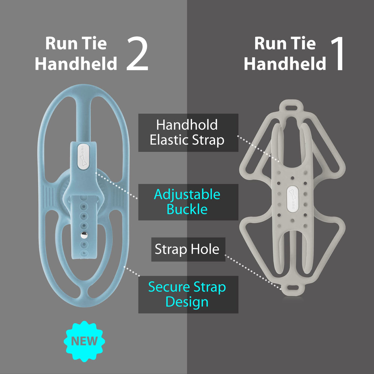 BONE Run Tie Handheld 2, Running Cell Phone Holder, 2-in-1 Handheld/Wristband Design, Adjustable & Skin-Friendly Silicone Strap for Workout, Sport Phone Carrier for Most Smartphone (Morandi Blue)