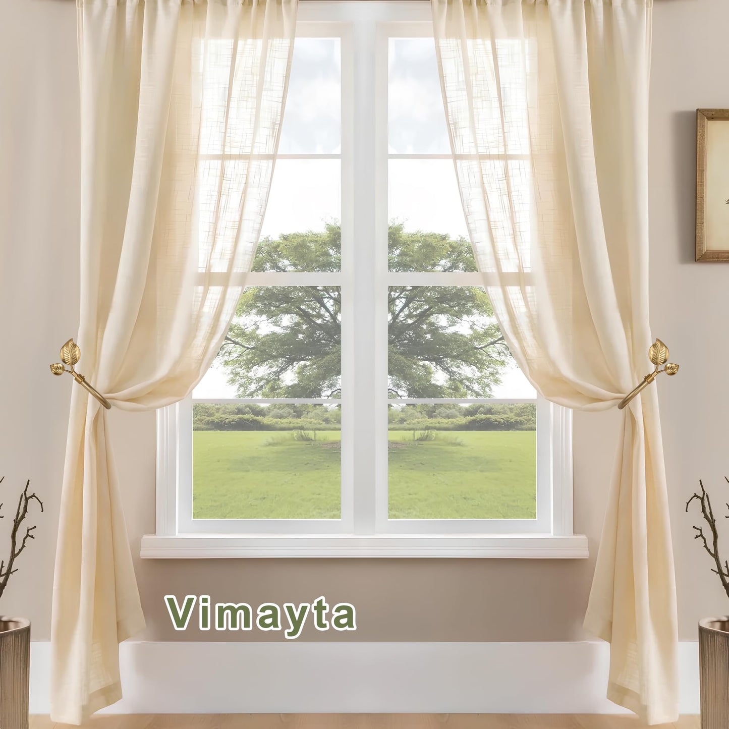 Leaf-Shaped Curtain Holdbacks 2pcs, Wall Mounted Alloy Curtains Side Holders, Curtain Tie Backs Hooks for Drapes Window Home Decoration, Brushed BlackBrushed Gold