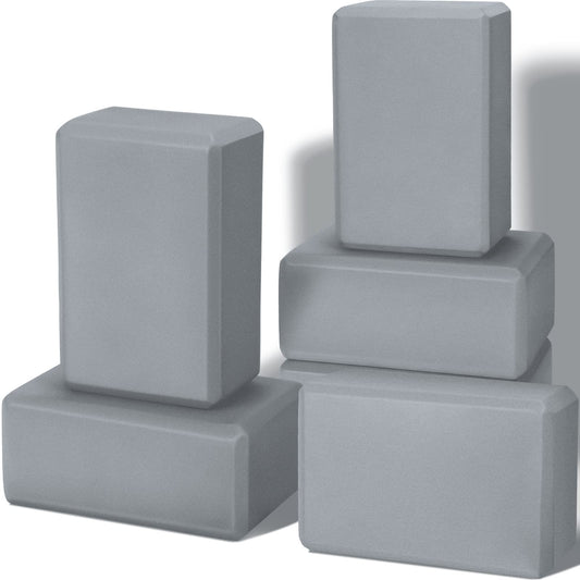 Wettarn 6 Pack Yoga Blocks 9 x 6 x 4 Inch EVA Foam Lightweight Non Slip Yoga Props for Pilates Stretching Meditation(Gray)