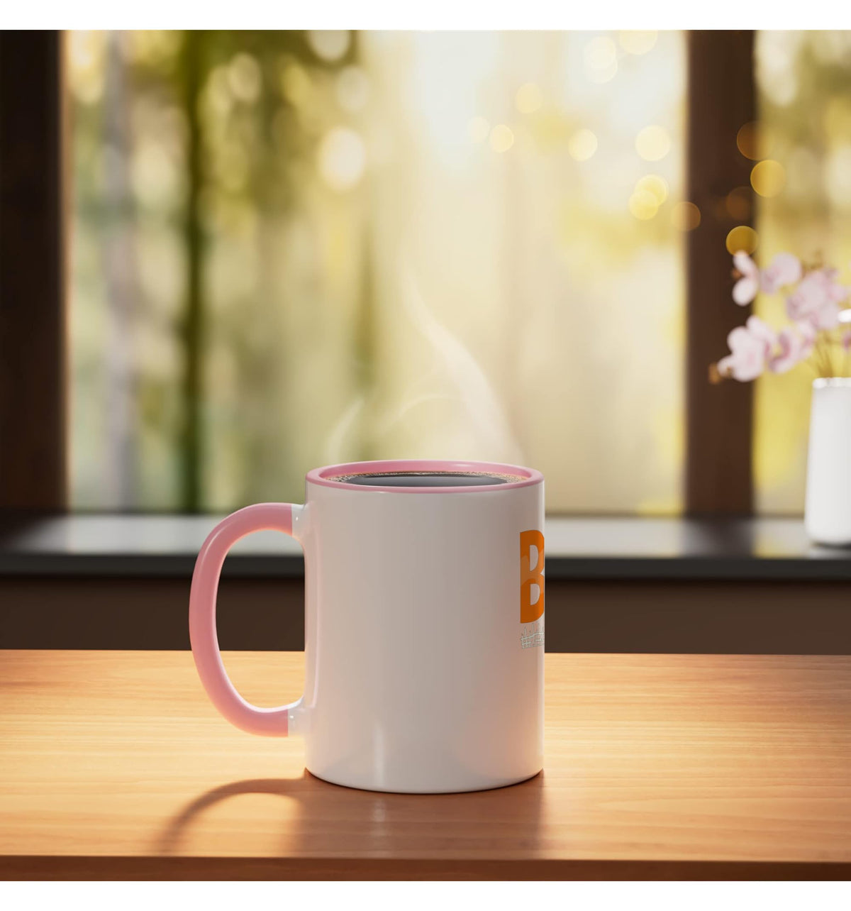Halloween Trick Treat Boo Ceramic Mug, Pink/White