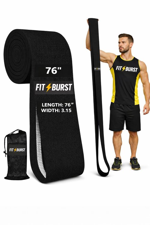 FIT Burst Fabric Resistance Band 76 Inch Extra Long – Resistance Bands for Working Out & Resistance Bands for Physical Therapy, Non-Slip Exercise Band for Men & Women, Stretching & Home Fitness