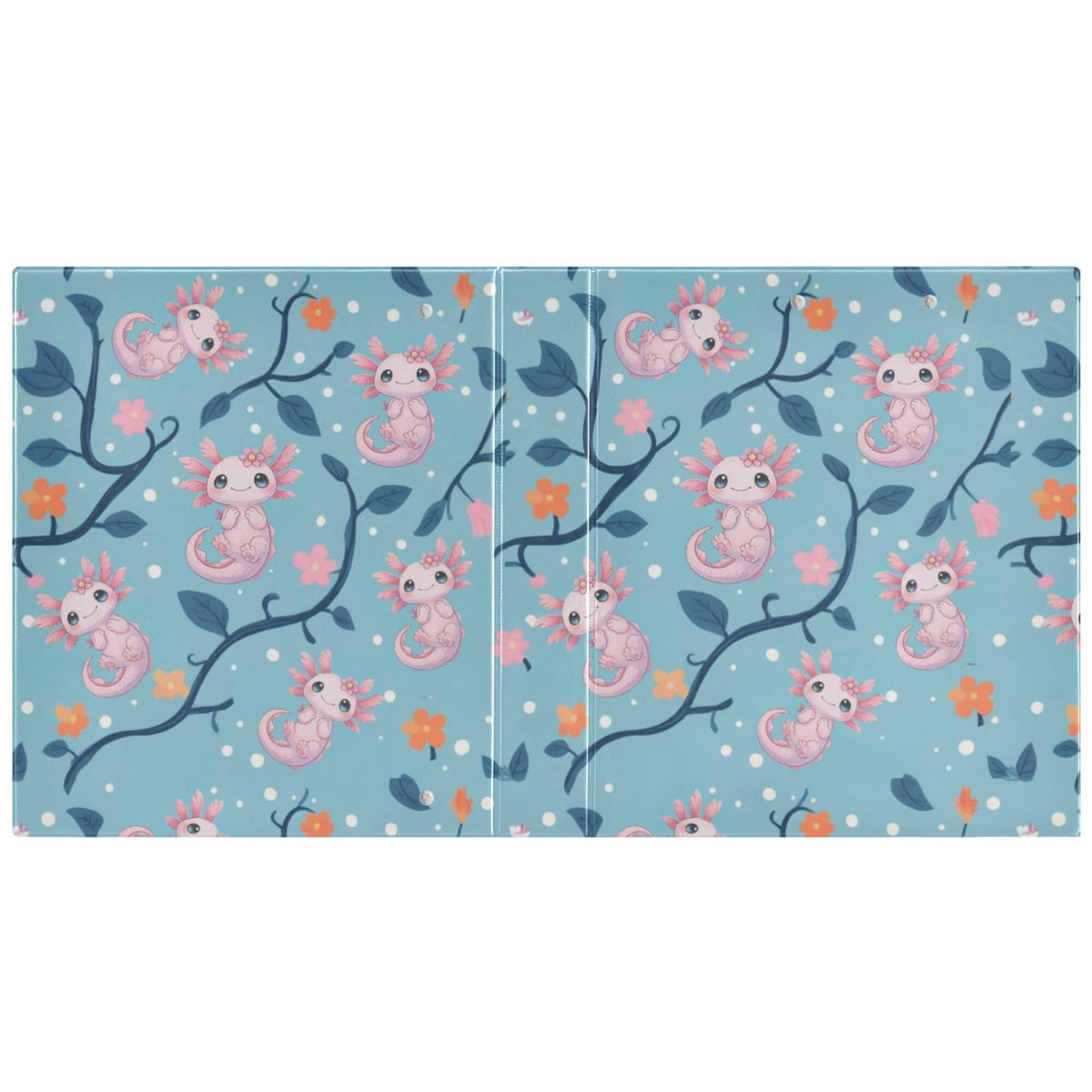 Cute Pink Axolotl Round Ring Binders 1.5 Inch Aquatic Plant Amphibian Blue 3 Ring Clipboard Binder for Office School Work Supplies File Folder 200 Sheet Capacity