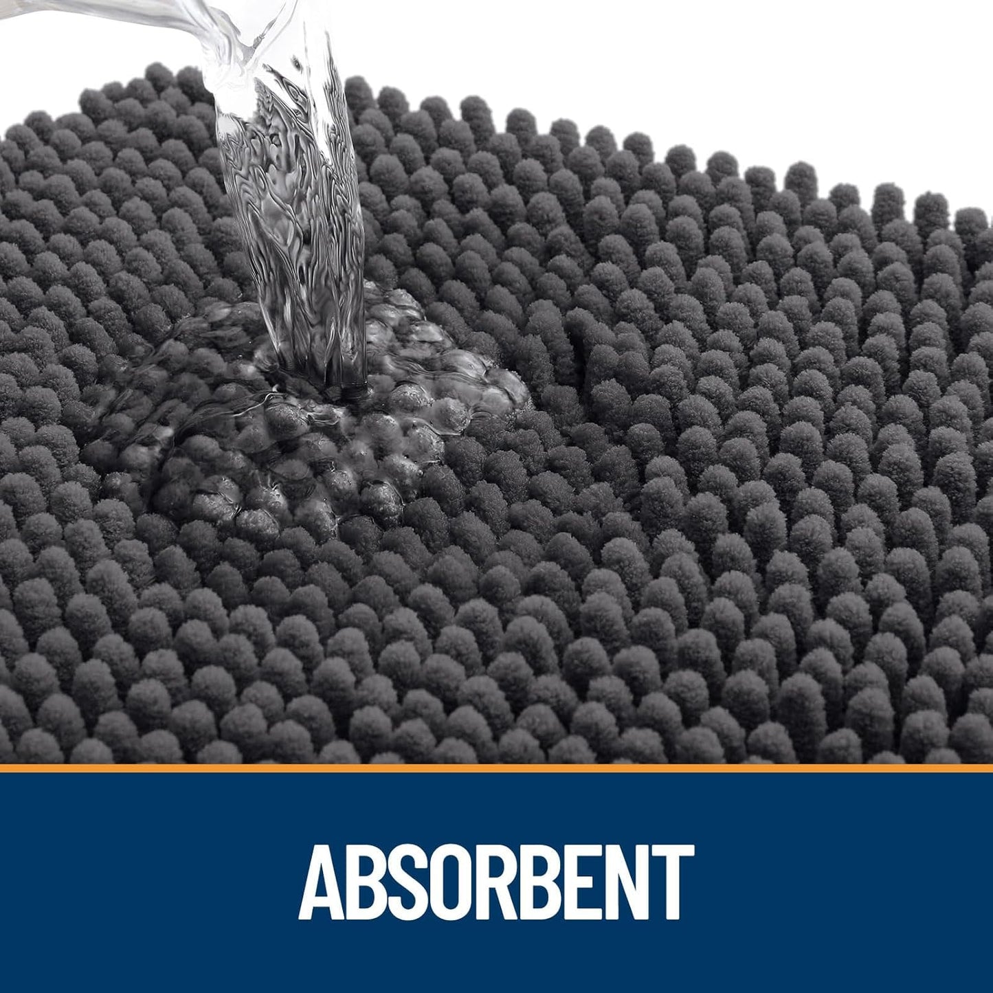 OLANLY Dog Door Mat - Absorbent Non-Slip Chenille for Muddy Paws | 70x32 Dark Grey Paw Print Design