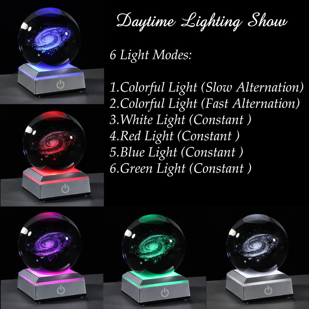 3d Galaxy Model Crystal Ball Led Lamp Base - Space Decor World Globe Planets Sphere Night Light 80mm 3.15 Inch - Solar System Decor Best Birthday Astronomy Gifts For Men Physics Science Teacher