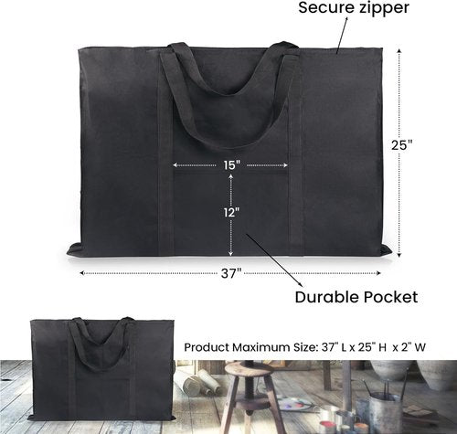 JJRING Art Portfolio Tote Bag - Lightweight Dacron Design | 25" x 37" for 24" x 36" Artwork Storage