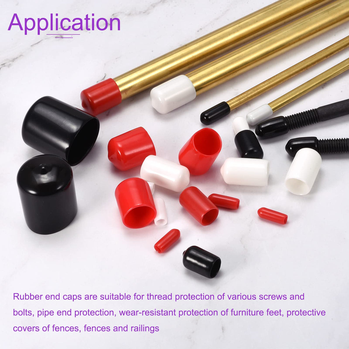 DMiotech 20 Pack 1/2"(12mm) ID Red Screw Thread Protectors Rubber End Caps Bolt Covers for Screw Bolt Furniture Pipe