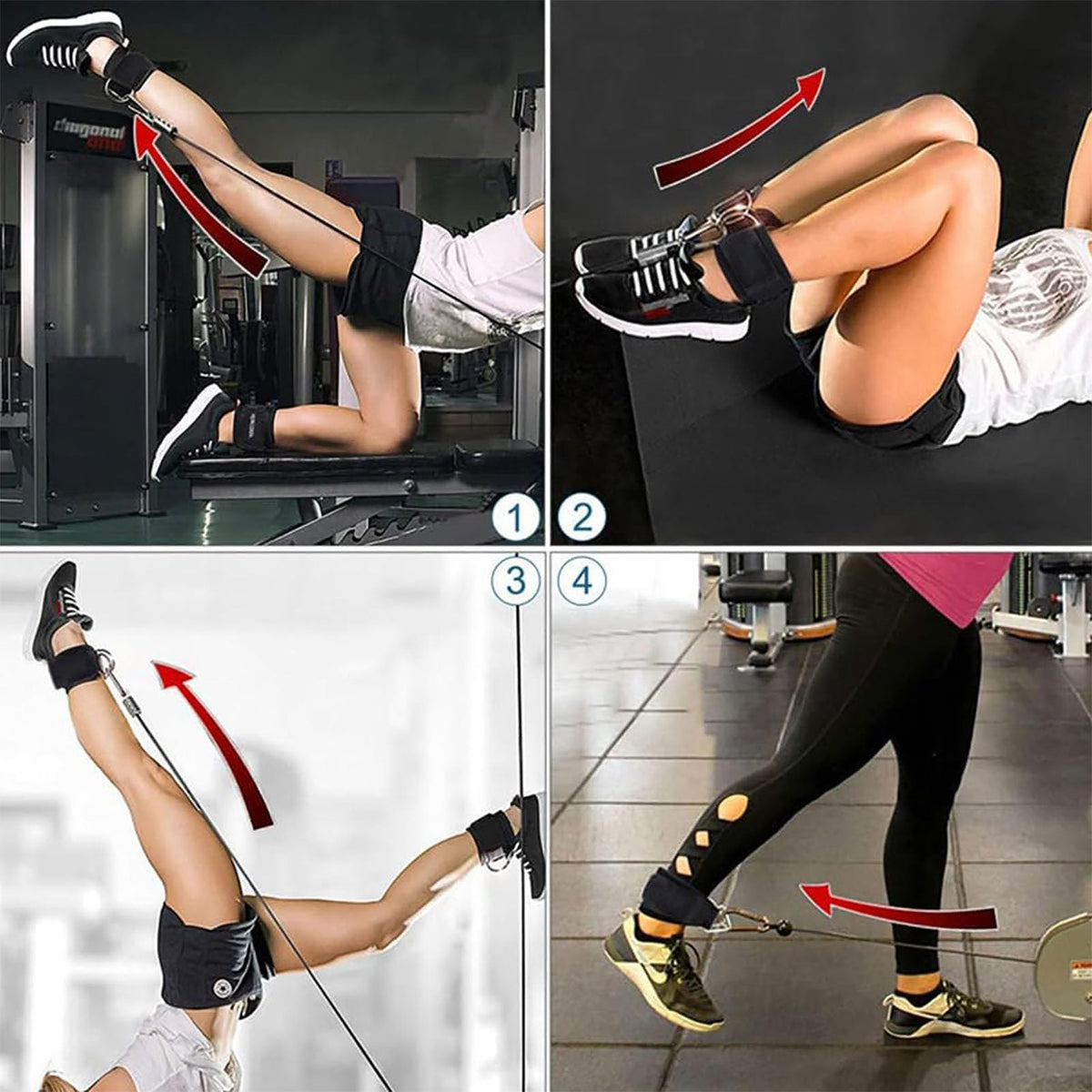 Ankle Straps Ankle Resistance Bands Wrist Cuffs Padded Straps Adjustable Fitness Glute Kickback D-Ring for Cable Machine Gym Foot Leg Training Brace Support, Leg Pulley Attachment Kickback Strap 2Pcs