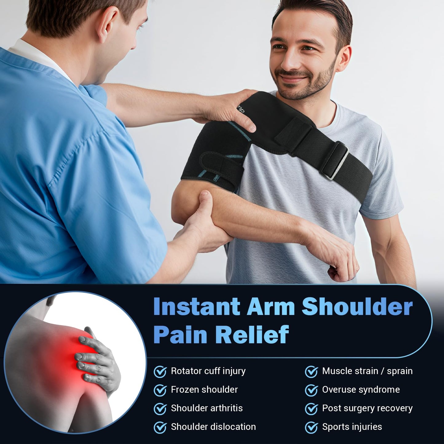 Comfytemp Shoulder Ice Pack Wrap Shoulder Brace, Gel Cold Compression Sleeve for Injuries Reusable Arm Rotator Cuff Pain Relief, Therapy Recovery Items for Men Women, 2 Gel Ice Packs