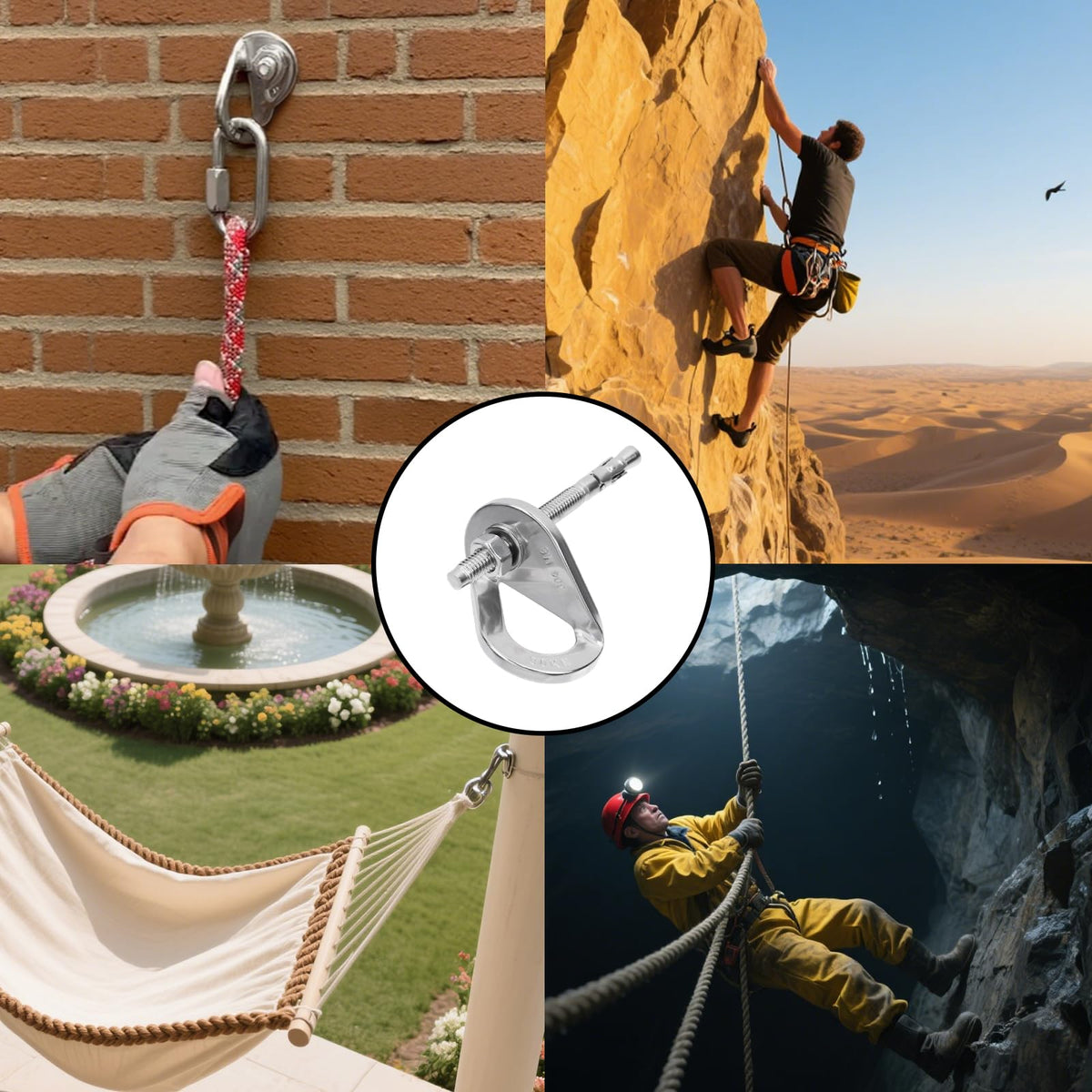 HEVSTIL 4-Pack Bolt Hanger for Climbing – 30kN Stainless Steel Rock Anchor Hanger for 8mm (1/3") Bolts for Rock Climbing, Mountaineering