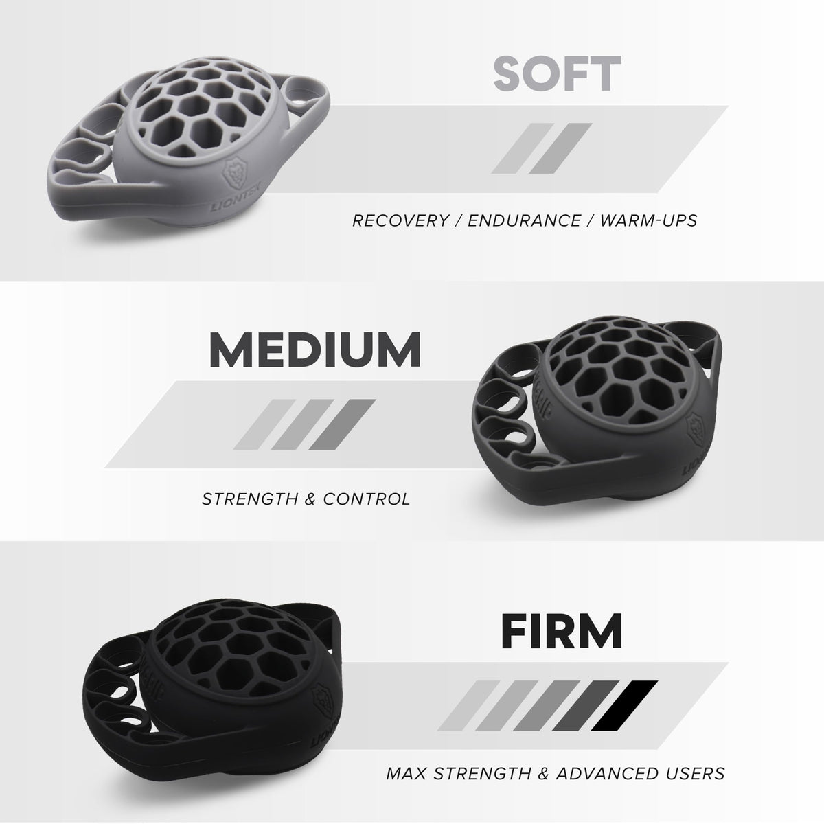 LIONTEK TEKGRIP Hand Grip Strengthener & Finger Exerciser, Dual-Action Grip and Extension Trainer with 3 Progressive Resistance Levels (TEKGRIP 3 Piece Set)