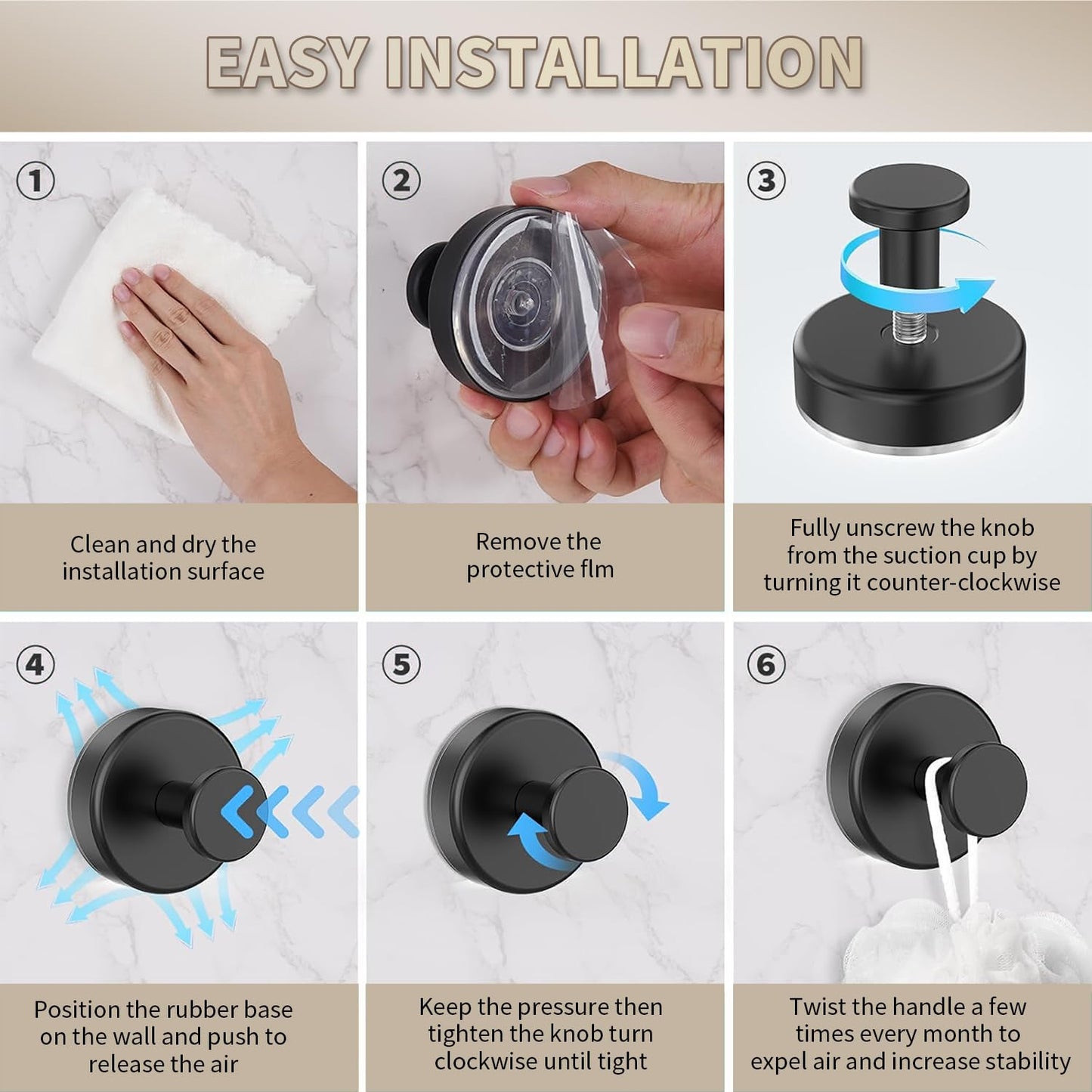SOCORIA 2026 Upgraded Drill-Free Suction Cup Hooks, Stainless Steel Suction Cup Hooks for Shower, Mirror, Wall, Bathroom, Glass, Hanging Towels - 4 Pack, Brushed Silver