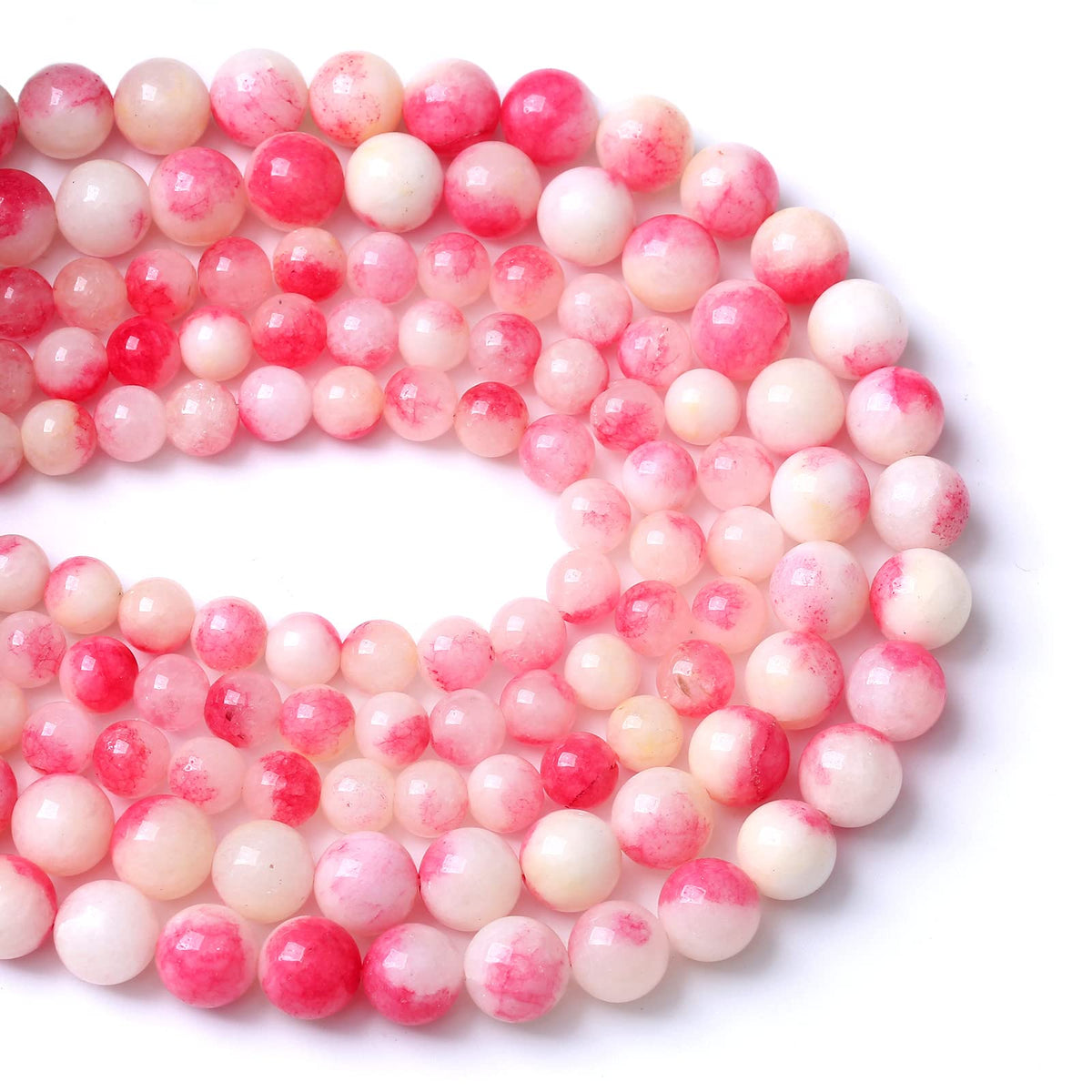 8MM 46PCS Pink Tourmaline Jade Stone Beads for Jewelry Making DIY Bracelet Necklace 15"
