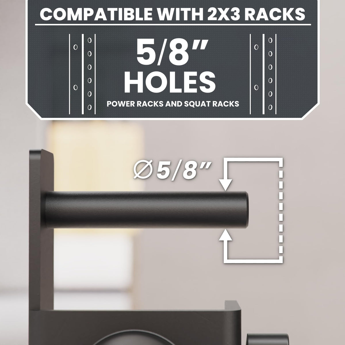 Synergee Weight Plate Storage Peg for 2x3 Power and Squat Racks. Fits 5/8" Holes. Rack-Mounted Olympic Plate Holder for Organized Weight Storage.