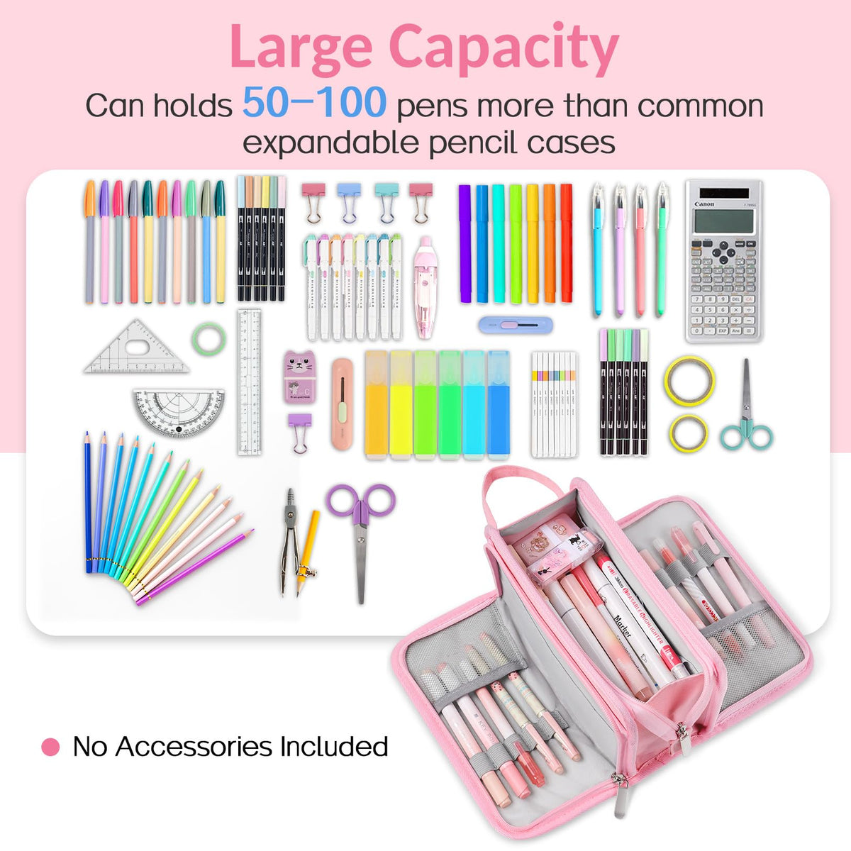 Sooez Large Pencil Case, Big Capacity Pencil Pouch Pen Bag with 3 Compartment, Portable Canvas Stationery Organizer with Zipper, Cute Aesthetic School Supplies for Teen Girls, Army Green