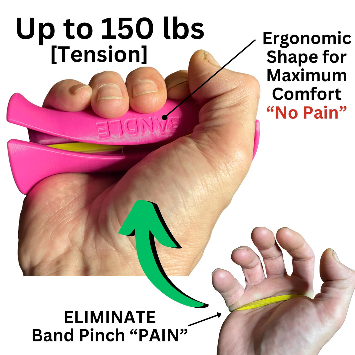 Bandles™ - True Ergonomic Resistance Band Handles | Unleash the Full Potential of Pain-Free, Full-Body Workouts | Durable & Comfortable for High-Intensity Training (2 Handles) (Black, Standard)