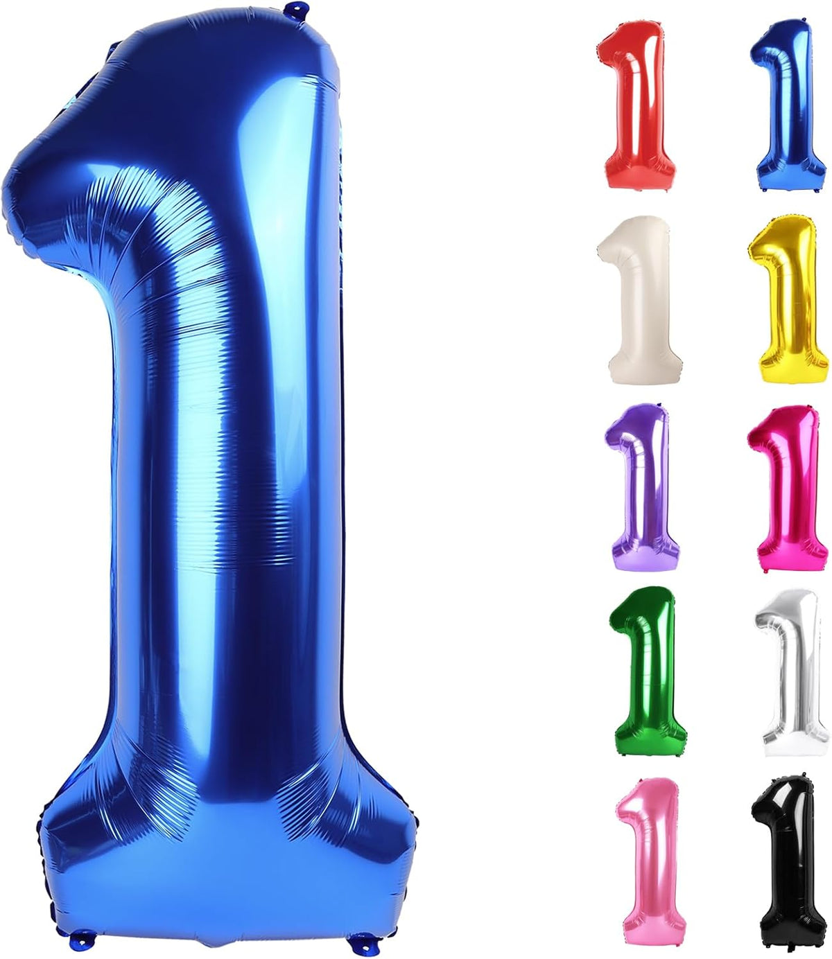 Metallic Blue Number 1 Balloon - 40 Inch First Birthday Decoration for Boys & Girls