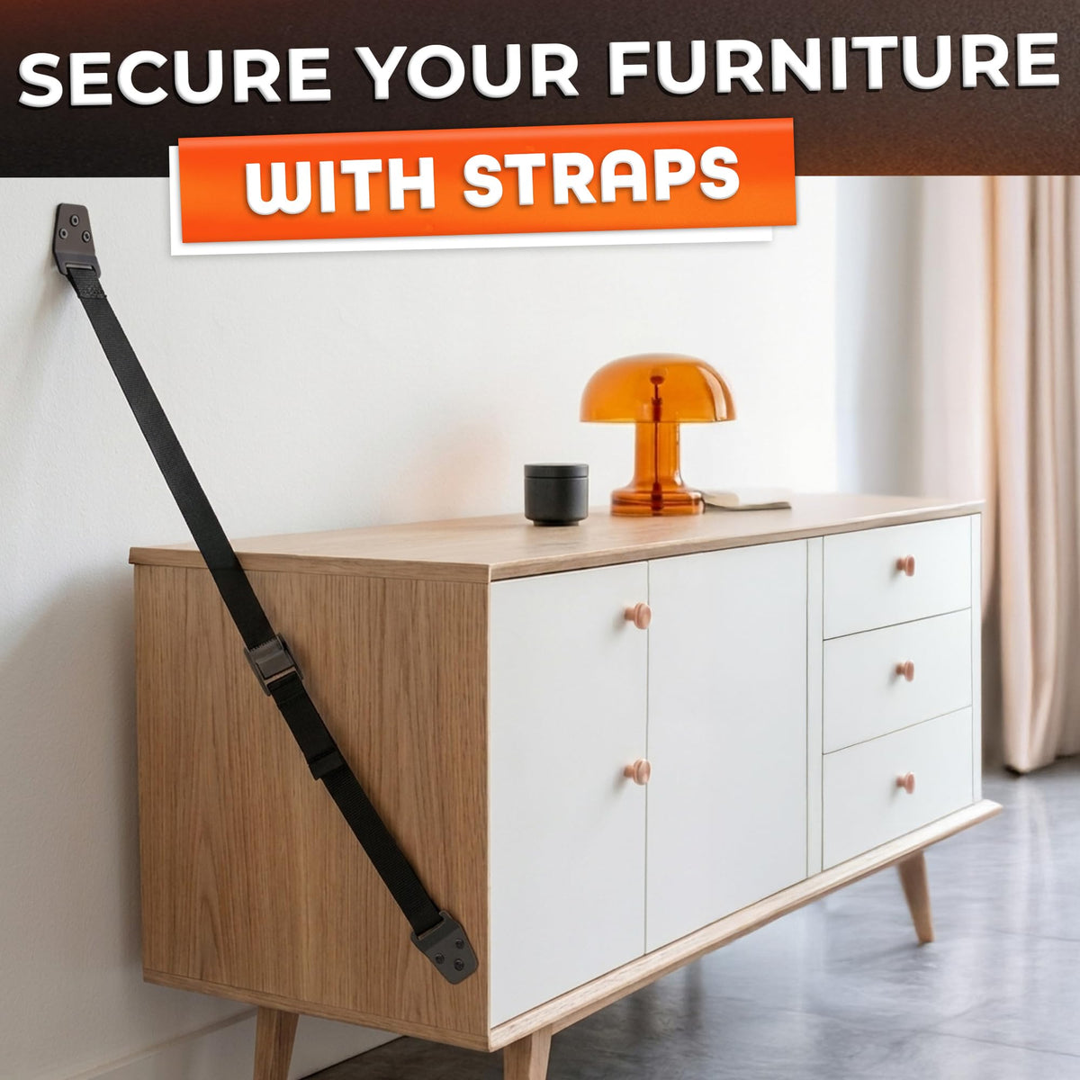 TV Straps Safety for Flat Screen - Anti-Tip TV Safety Straps for Furniture Anchoring, Easy to Setup and Hold-Up to 330 lbs, Adjustable 19"-39" Length Flexible Nylon, Wear-Resistant