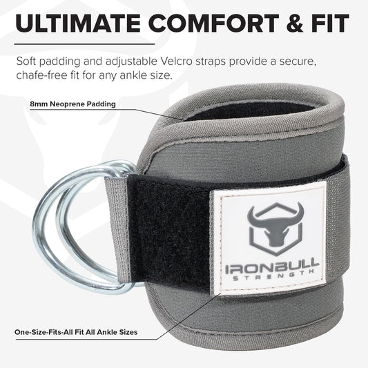 Women's Ankle Strap for Cable Machines & Resistance Bands: Gym & Home Workout Cuff Attachment for Leg Extensions, Kickbacks, Hip Abductors - Booty Exercises (Grey, Single)