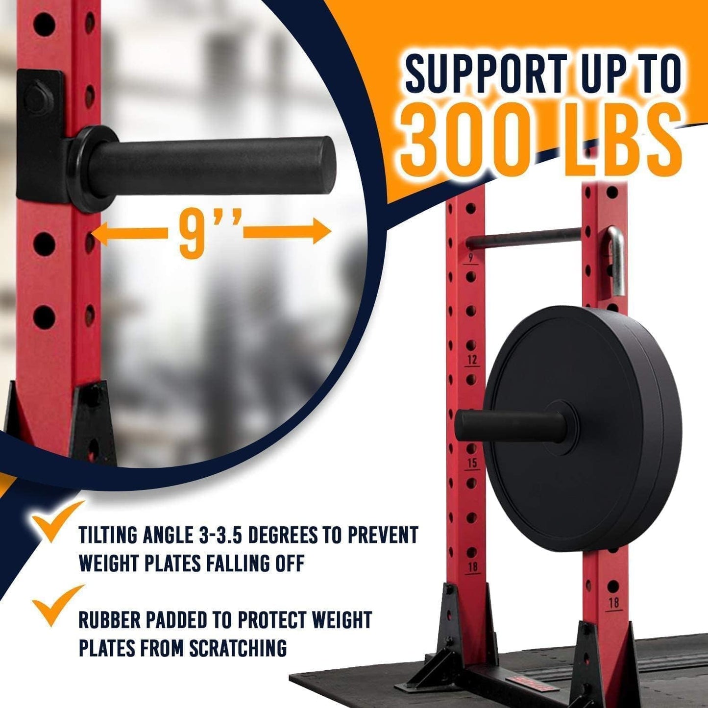Yes4All Olympic Weight Plate Holder Attachment, Weight Plate Storage for Power Rack 2x2 Set of 4 - Fit 2 Inches Weight Plates
