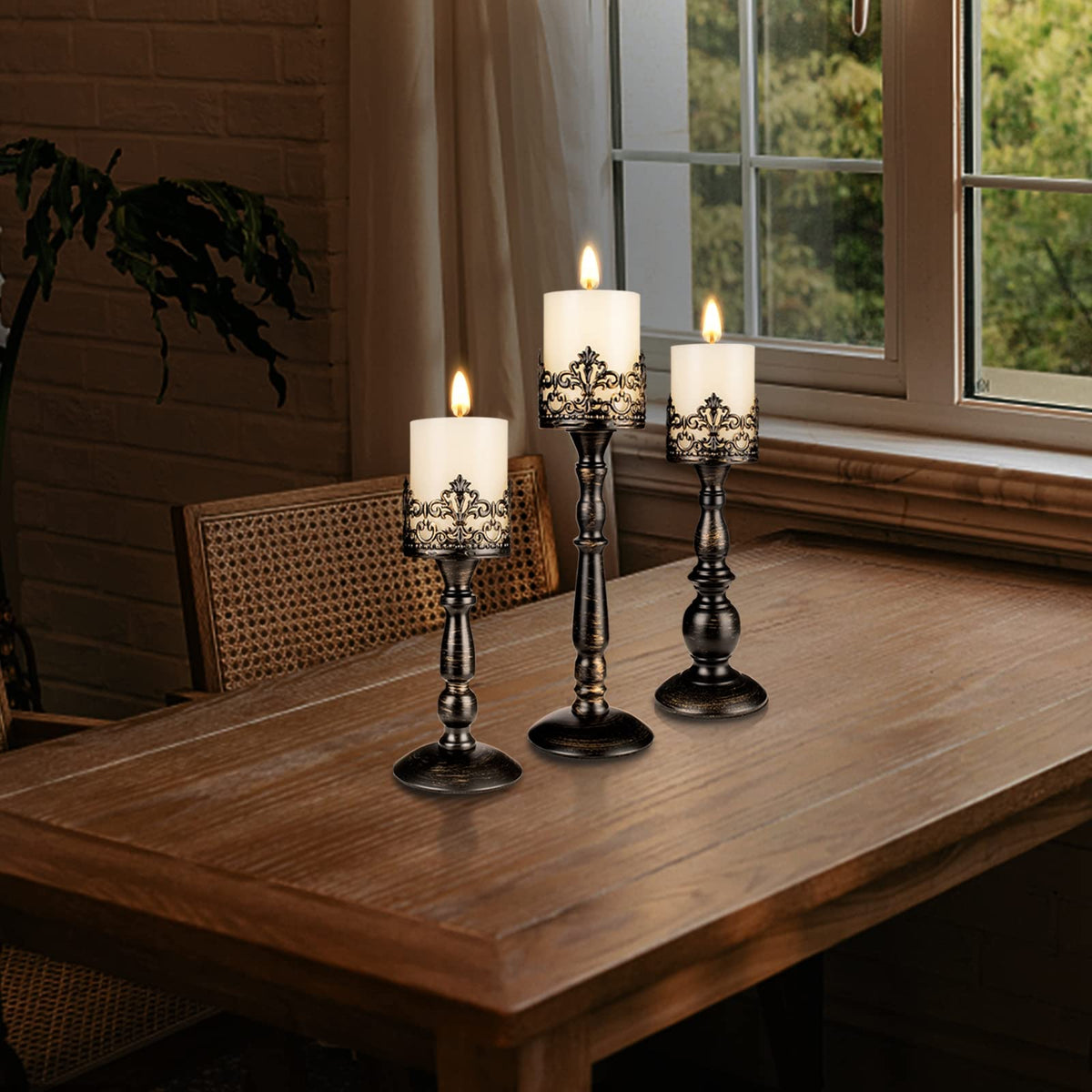 Vintage Candle Holder for Table Centerpiece Gothic Candle Stand Set