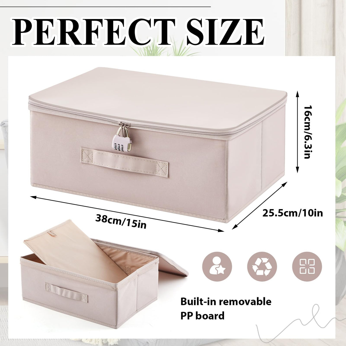 Briwooody Discreet Lockable Toy Bag Storage Organizer Toy Bag Storage Bins Case with Zipper Lid for Women and Men Clothes Container(Light Purple,15 x 10 x 6.3 Inch)