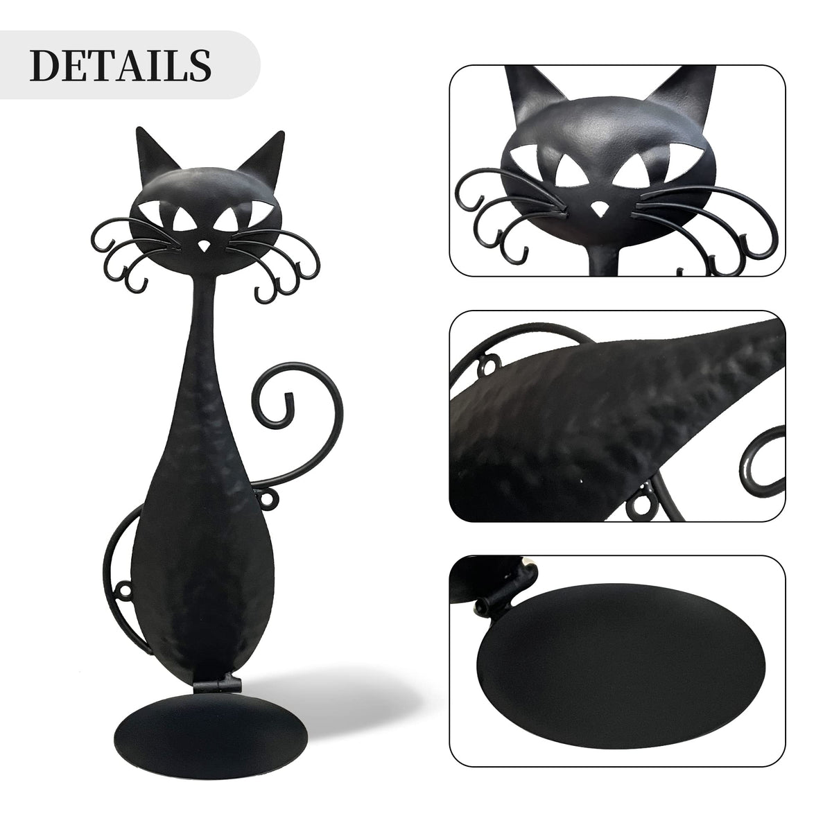 OFILLES Glass Candle Holders for Pillar Candles,Black Metal Cat Wall Sconces Candle Holder