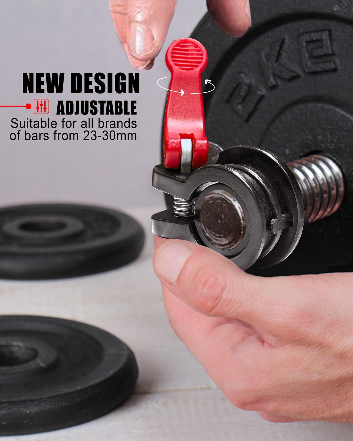 ZY-HUAN MINI Barbell Clips 1 inch I Multi-Size Adjustable Barbell Collar I 1 inch Barbell ClampsIQuick Release Weight Clips Pair of Locking for Dumbbell Bar (Black+Red)