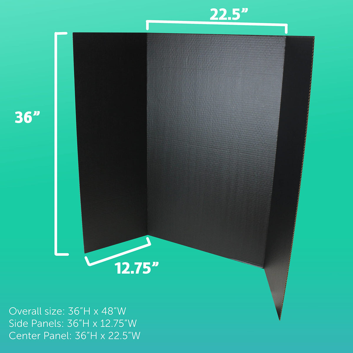 Flipside Products 36” x 48” Project Boards for Presentations, Science Fair, School Projects, Event Displays and Trifold Picture Board, Proudly Made in USA - Black - 4 Pack